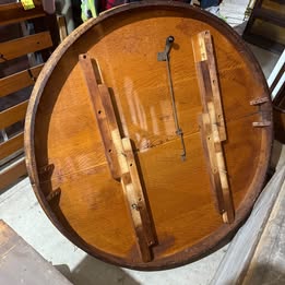 Vintage antique round oak pedestal dining table