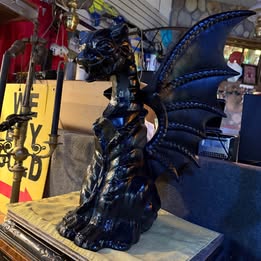 Black cast iron gargoyle garden statue