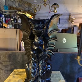 Black cast iron gargoyle garden statue