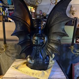 Black cast iron gargoyle garden statue