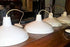 White hanging ceiling mounted lights