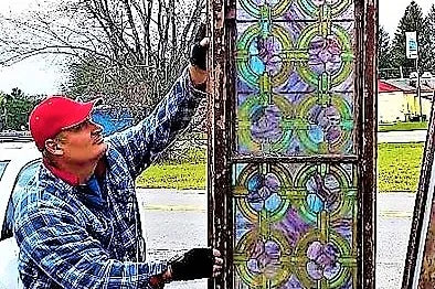 Antique Church Stained Glass windows w/ 70 individual pieces within large window