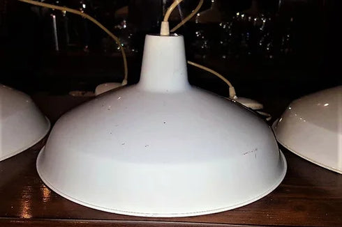 White hanging ceiling mounted lights
