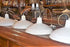 White hanging ceiling mounted lights