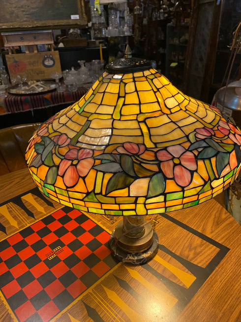 Stained Glass Lamp with Marble Base